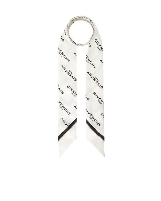 Givenchy White Twill Silk Scarf