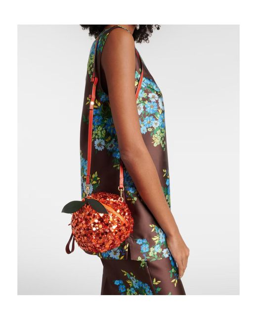 ALÉMAIS Orange Mini Sequined Crossbody Bag