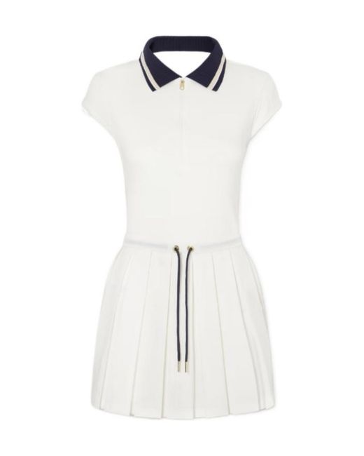 Varley White Pleated Pointelle-Jersey Dress