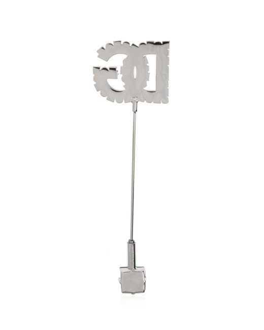 Dolce & Gabbana White Dg Logo Brooch for men