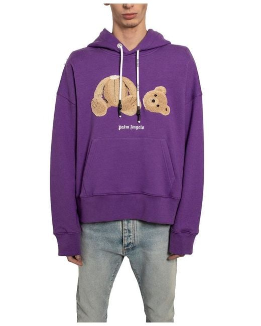 Palm Angels Purple Graphic-Print Hoodie for men