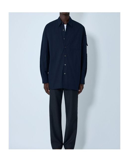 Dries Van Noten Blue Button Down Poplin Shirt for men