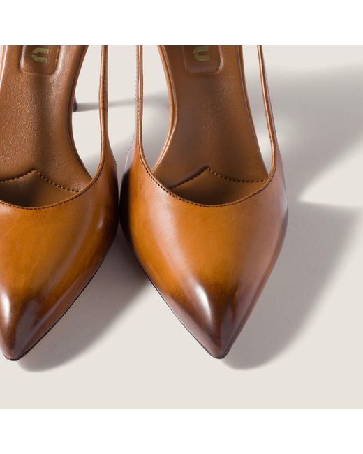 Miu Miu Brown Pointed-Toe Slingback Pumps