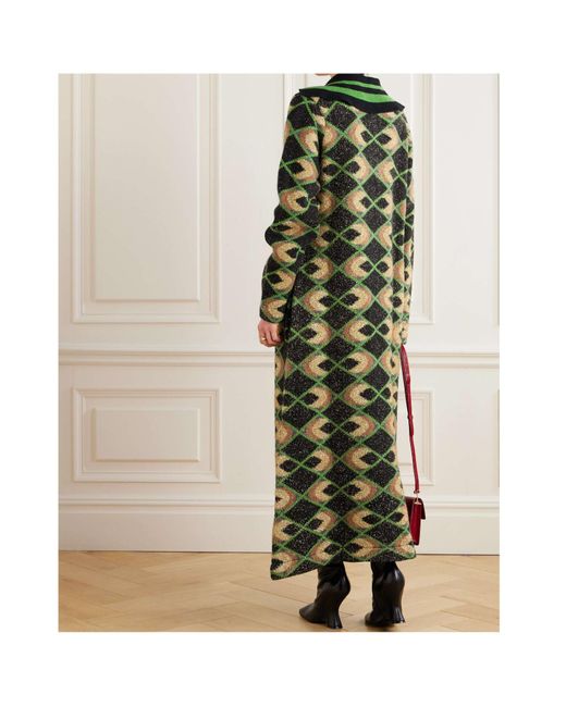 LaDoubleJ Green Geometric-Pattern Coat