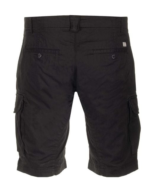 C P Company Black Lens-Detailed Cargo Shorts for men