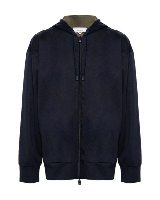 Lardini Blue Long-Sleeve Hooded Jacket for men