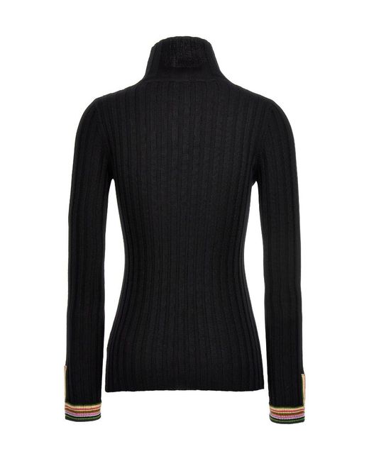 Etro Black Polo Neck Ribbed Jumper