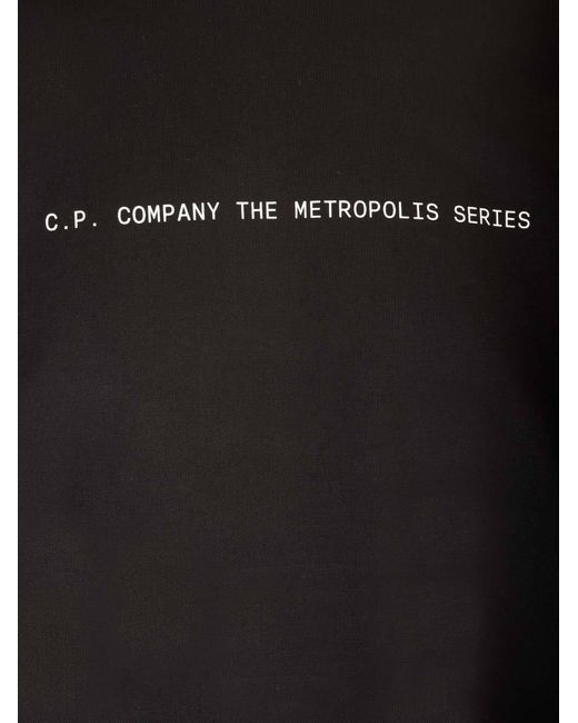 C P Company Black Graphic Printed Crewneck Sweatshirt for men