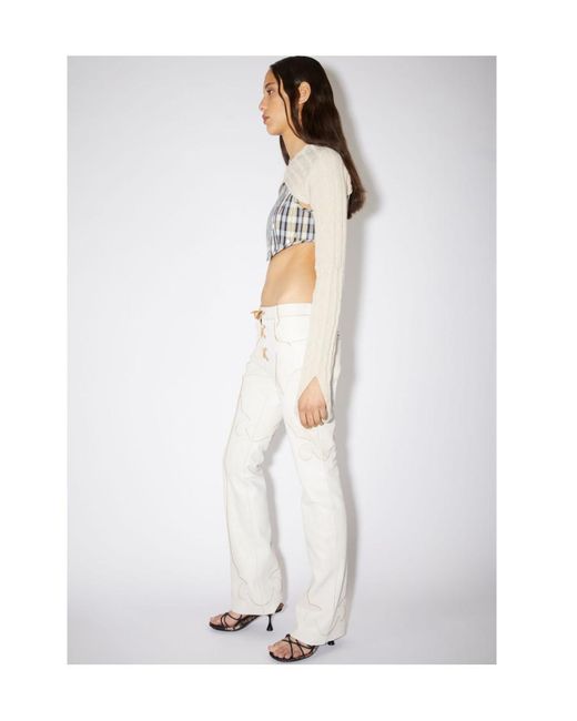 Acne White Spliced Leather Trousers