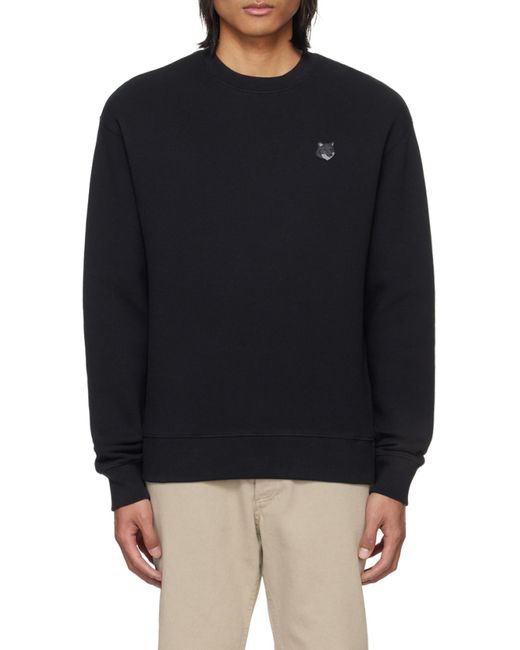 Maison Kitsuné Black Maison Kitsuné Fox Head Patch Crewneck Sweatshirt for men