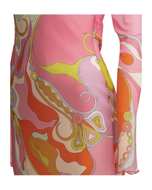 Emilio Pucci Red Pucci Orchidee Printed Long Dress