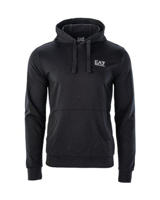EA7 Blue Logo-Print Cotton Hoodie for men