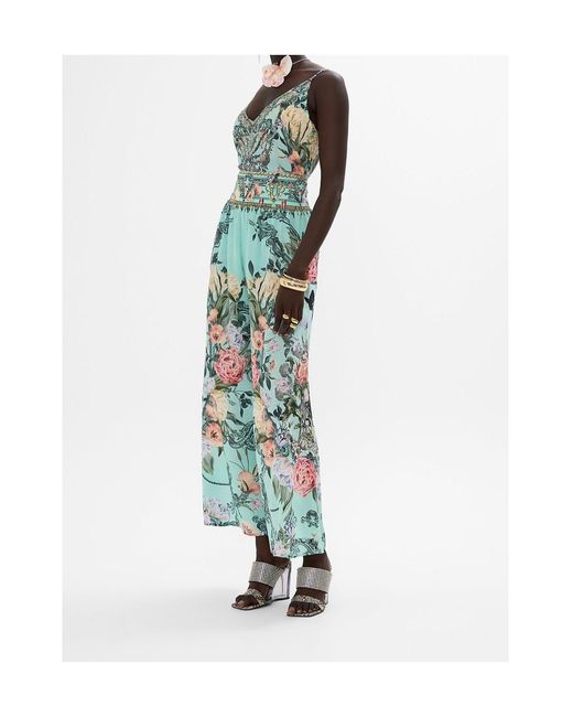 Camilla Green Pleated Wide-Leg Pants