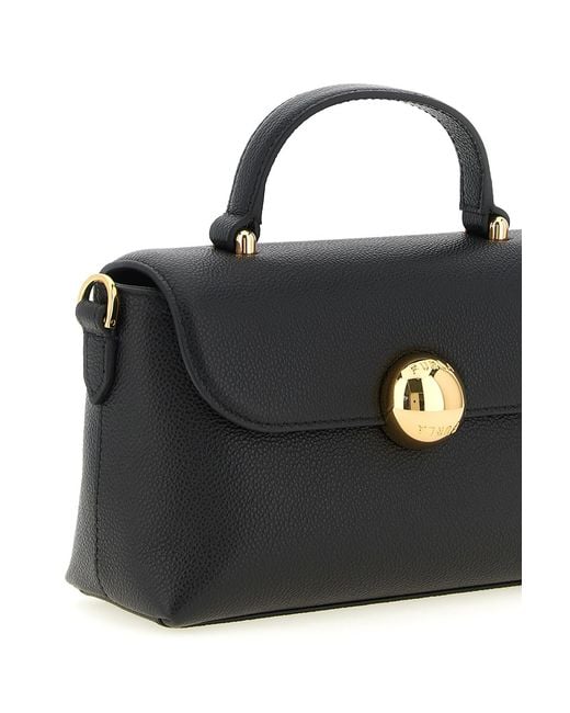 Furla Black Moonlight Grained Leather Tote Bag