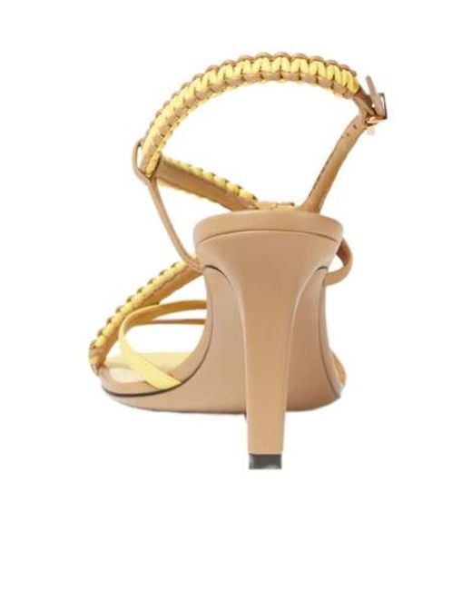 Fendi Metallic Fold Strappy Heeled Sandals