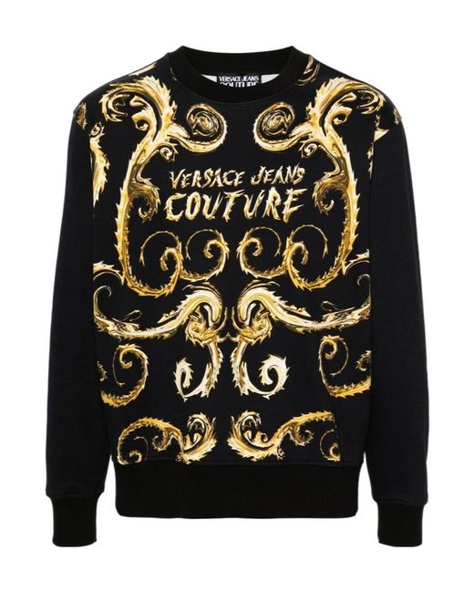 Versace Jeans Black Couture Chain Cotton Sweatshirt for men