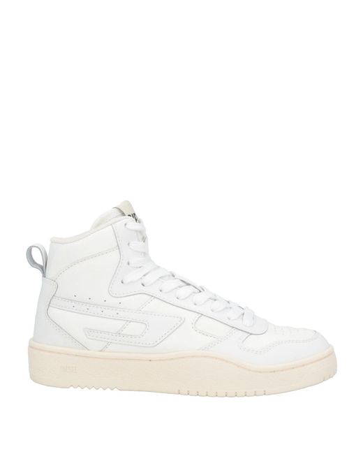DIESEL White Minimalist High-Top Sneakers