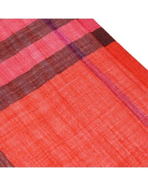 Burberry Red Checked Wool Scarf