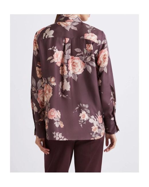 Marella Purple Printed Silk Twill Shirt