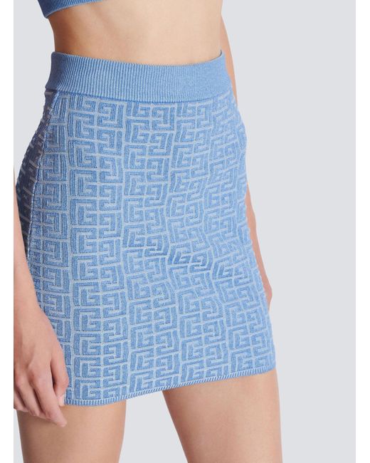 Balmain Blue Knit Short Skirt