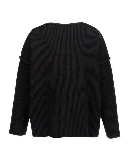 Jil Sander Black Geometric Neckline Knitted Jumper for men