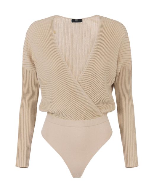 Elisabetta Franchi Natural Long-Sleeved Jumpsuit