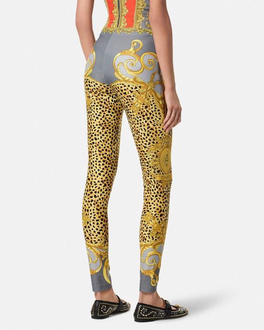 Versace Yellow Baroque-Print Leggings