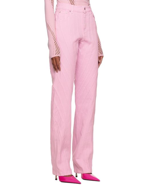 Mugler Pink Belt-Loop Jeans