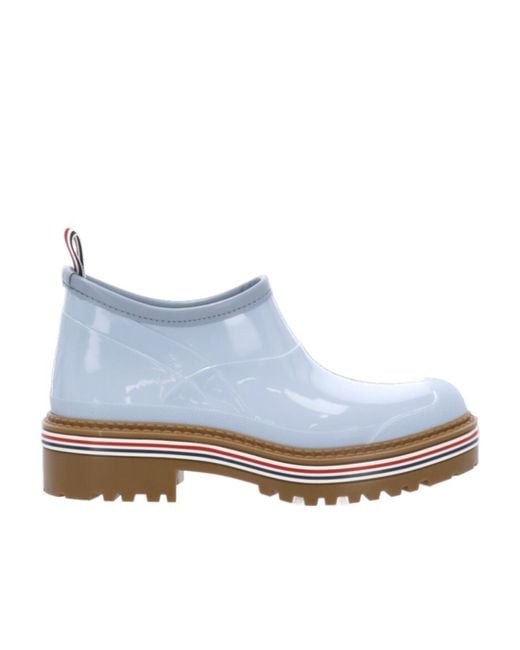 Thom Browne Blue Round Toe Slip-On Boots