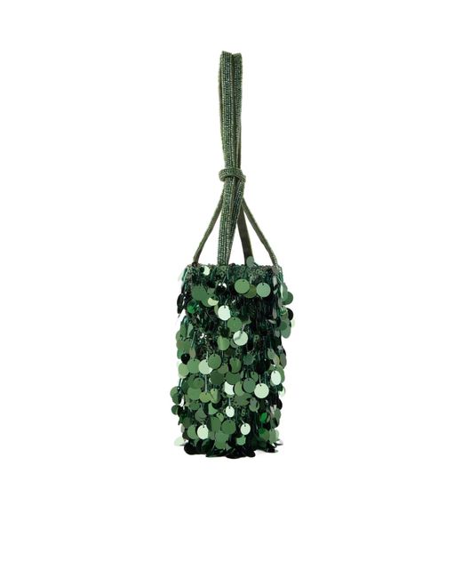 Anya Hindmarch Green Mini Embellished Satin Bucket Bag