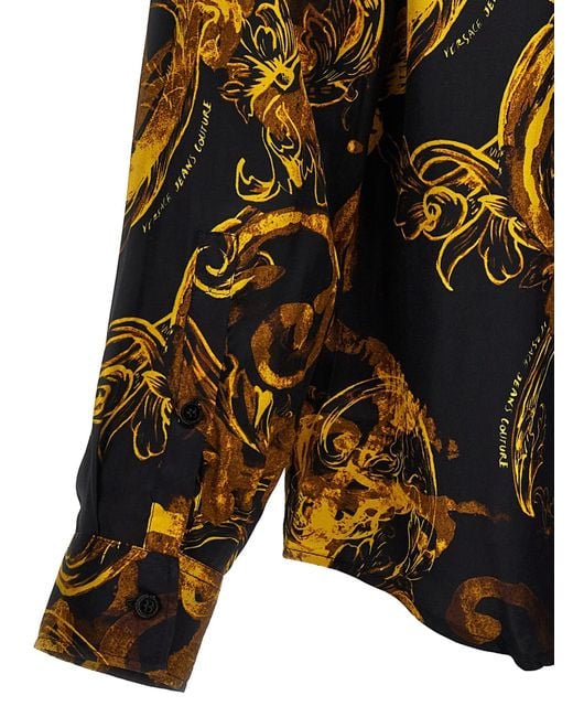 Versace Jeans Black Couture All-Over Printed Long-Sleeved Shirt for men