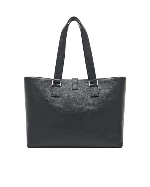 Emporio Armani Black Leather Tote Bag for men