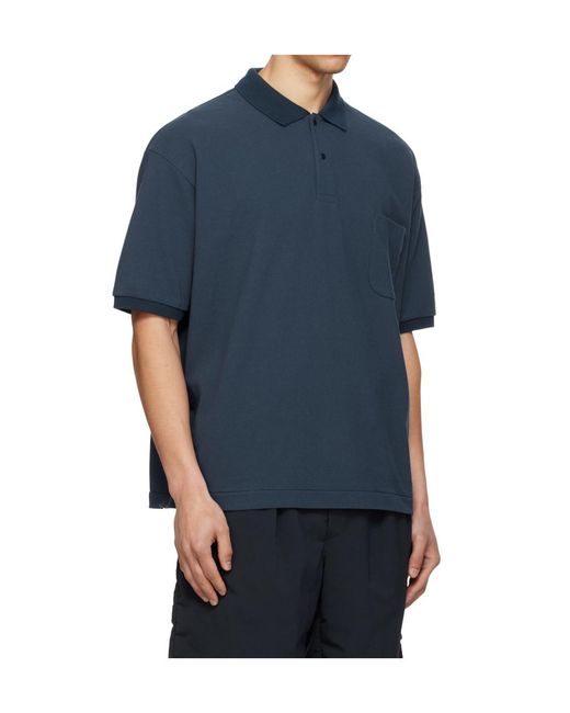 Nanamica Blue Short-Sleeved Polo Shirt for men