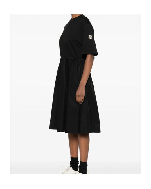 Moncler Black Contras-Panel Midi Dress