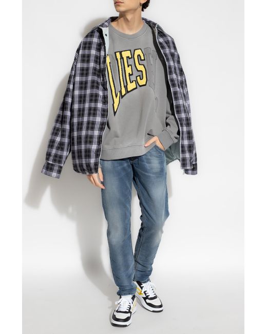 DIESEL Blue Krooley-E-Ne Low-Rise Tapered Jeans for men