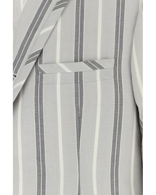 Thom Browne Gray Madras Repp Stripe Sportcoat for men