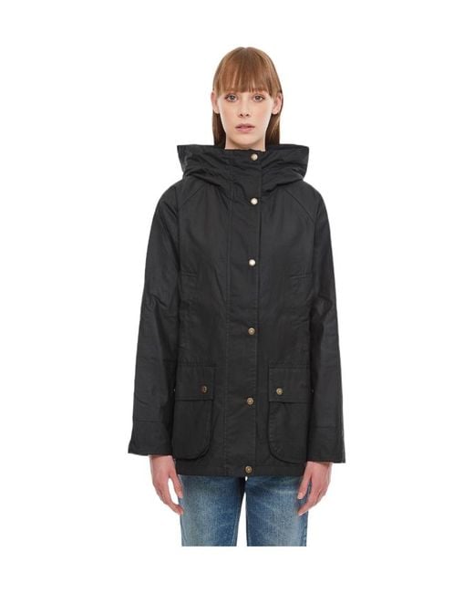 Barbour Black Press-Stud Hooded Jacket