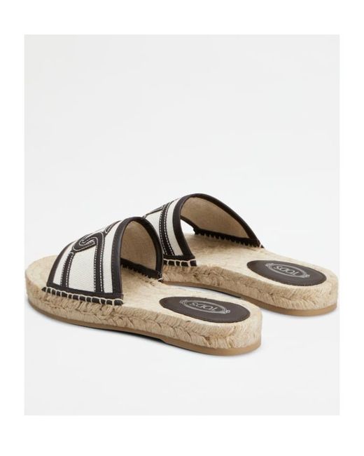 Tod's White Catena Logo-Embroidered Slides