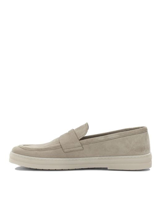 Prada Gray Logo-Detailed Slip-On Loafers for men