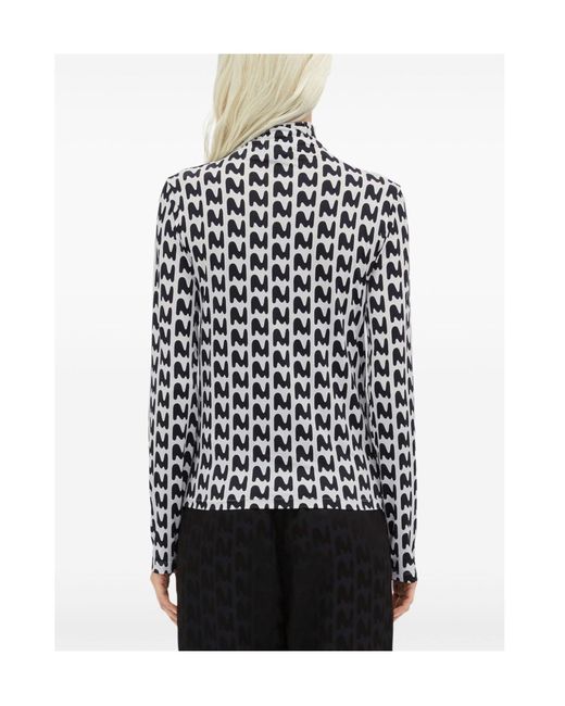 MSGM Black Stretch High Neck T-Shirt With Print
