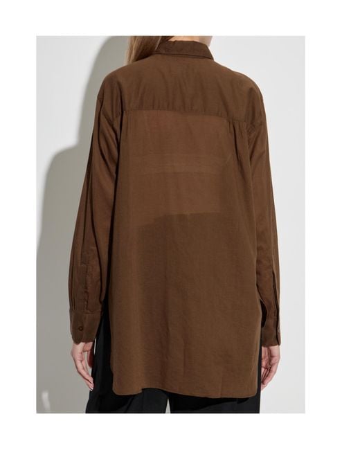 Officine Generale Brown Button-Down Cotton Shirt