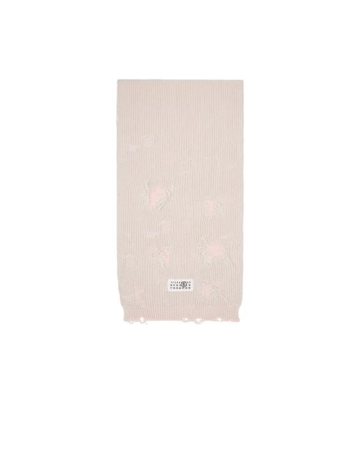 MM6 by Maison Margiela White Distressed Logo-Patch Scarf for men