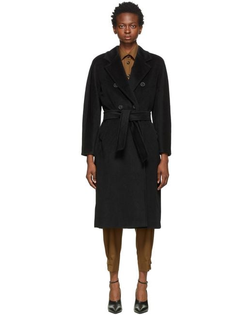 Max Mara Black Madame Double-Breasted Coat