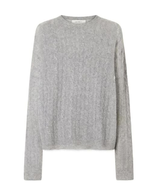 Lisa Yang Gray Long-Sleeved Crew Neck Sweater