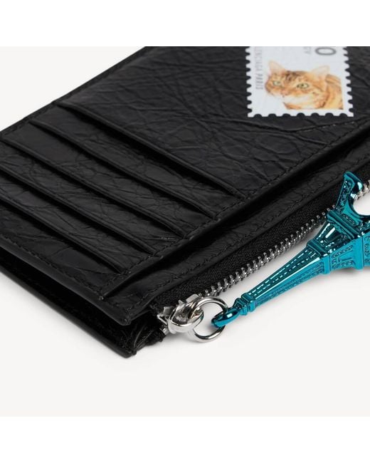 Balenciaga Blue Cash Printed Zip Wallet for men