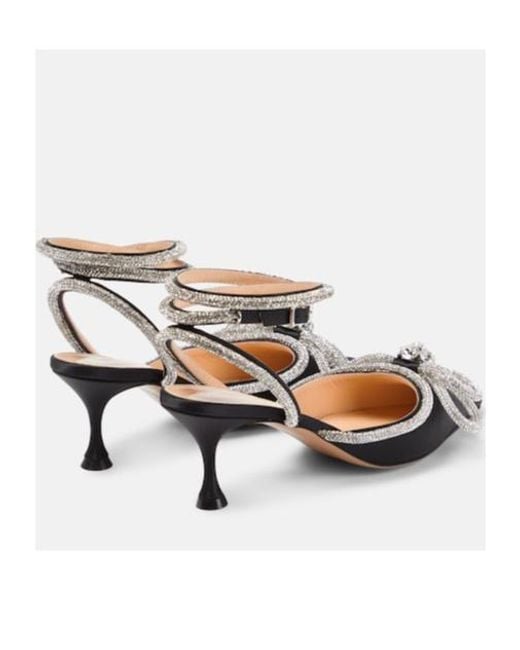 Mach & Mach Metallic Double Bow 65 Embellished Satin Pumps