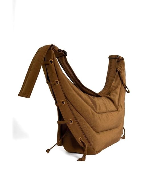 Lemaire Brown Quilted Lace-Up Shoulder Bag
