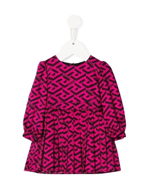 Versace Pink All-Over Monogram-Pattern Print Dress