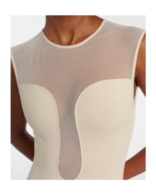 Eres White Unique Mesh-Trimmed Swimsuit