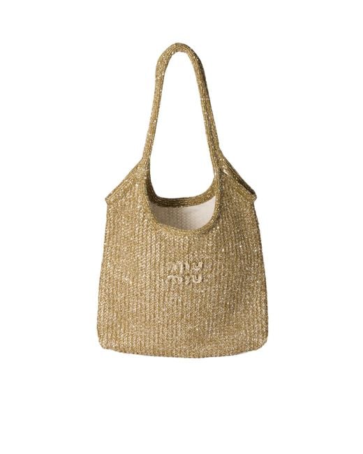 Miu Miu Natural Ivy Sequin Mesh Bag